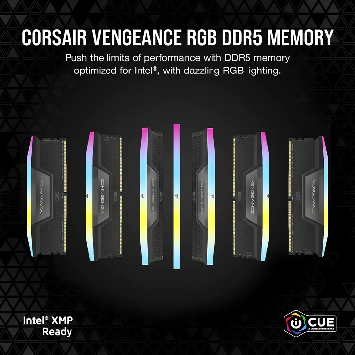 Memria RAM Corsair Vengeance RGB 32GB (2x16GB) DDR5-6000MHz CL40 Pretas 3
